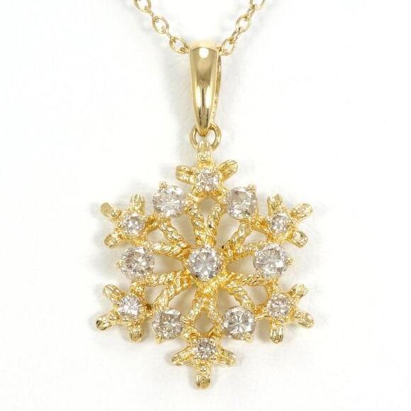 LuxUness K18 Yellow Gold Diamond Necklace Metal Necklace in Pristine Condition